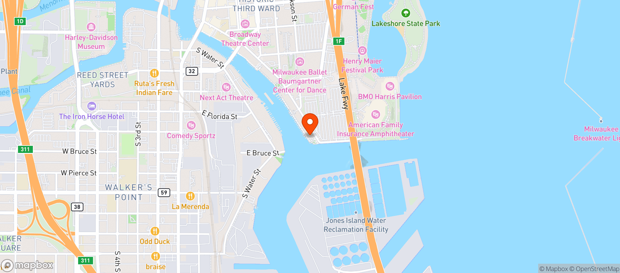 Map showing Milwaukee Sail Loft