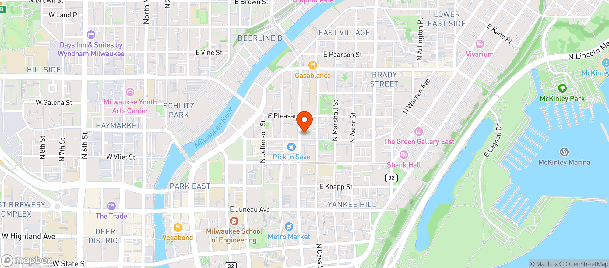 Map showing Y Not Ii Tavern