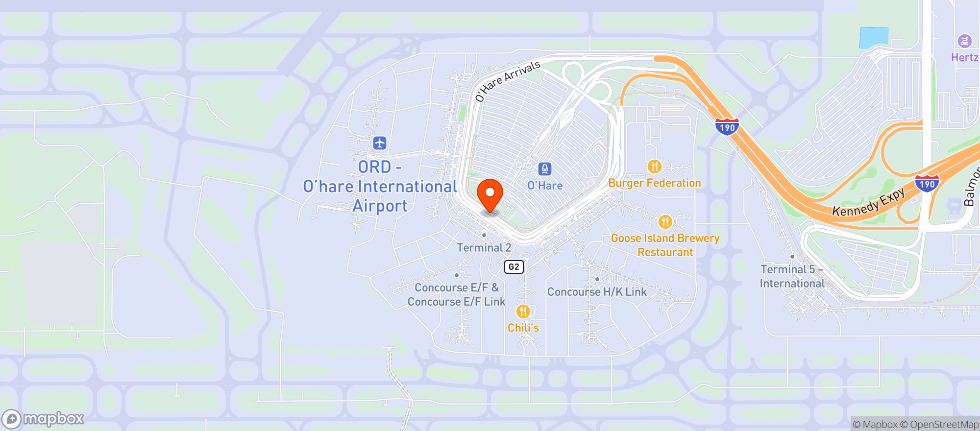 Map showing Chicago O'Hare International Airport