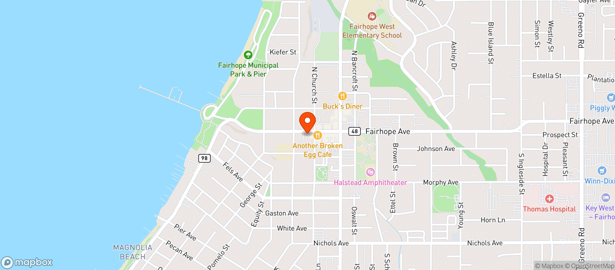 Map showing Bay Breeze Cafe Bar Grill