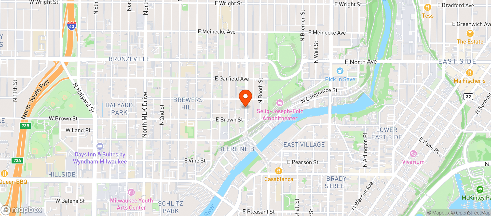 Map showing Pueblo Foods & Liquor