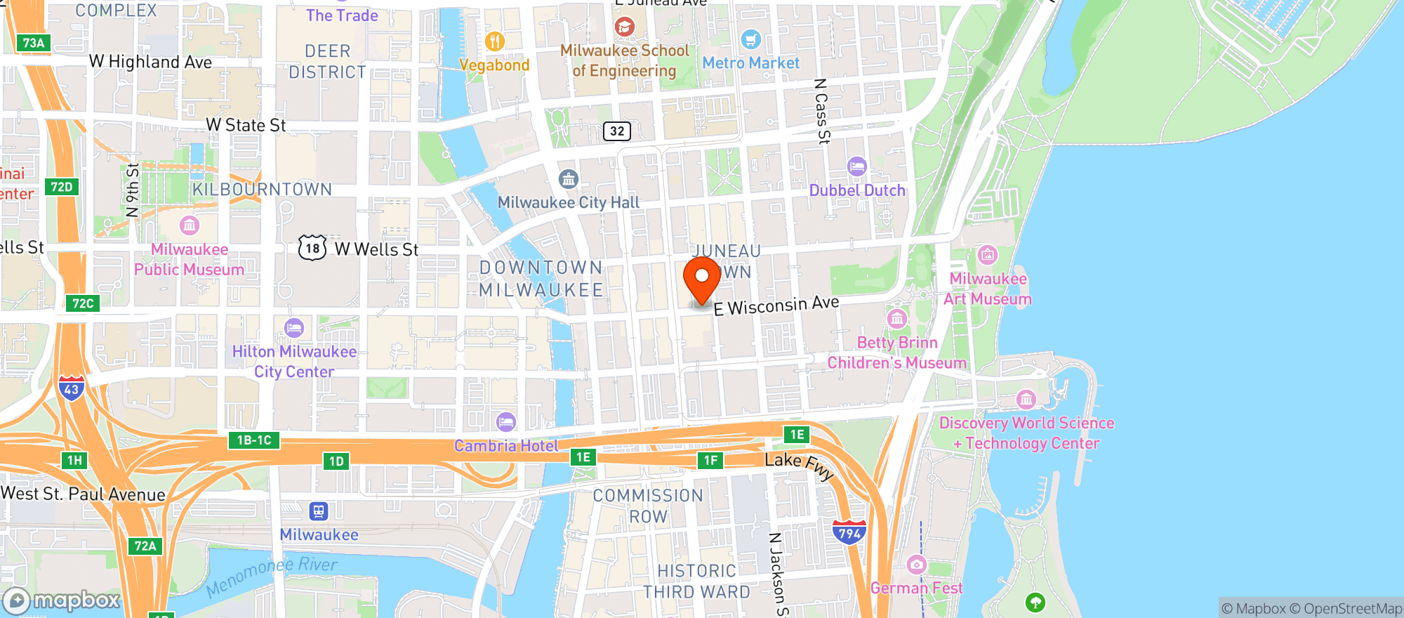 Map showing Pfister Hotel