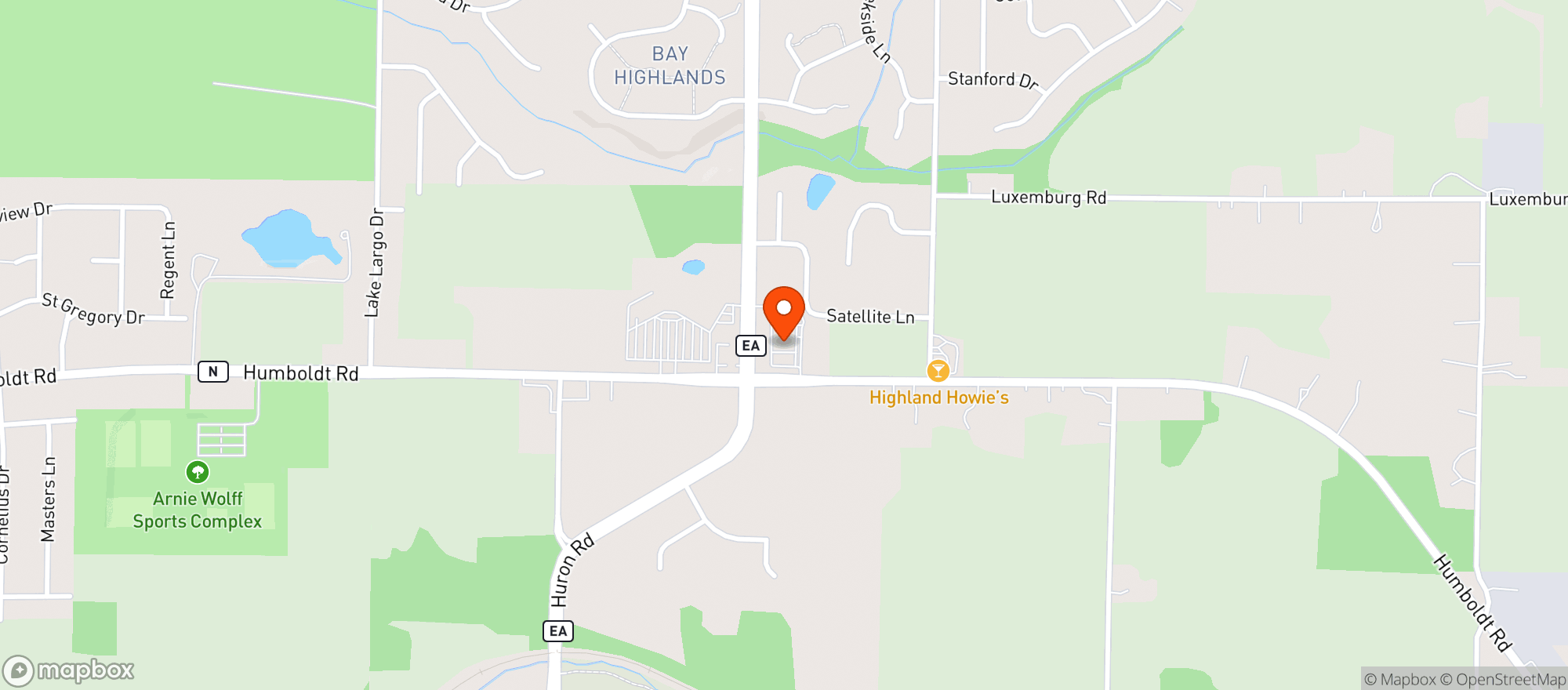 Map showing Kwik Trip #1051-Humboldt-Green Bay