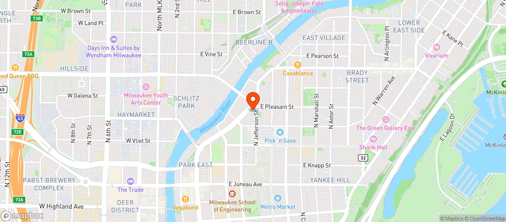 Map showing  Ignite Dispensary And Cigar Milwaukee