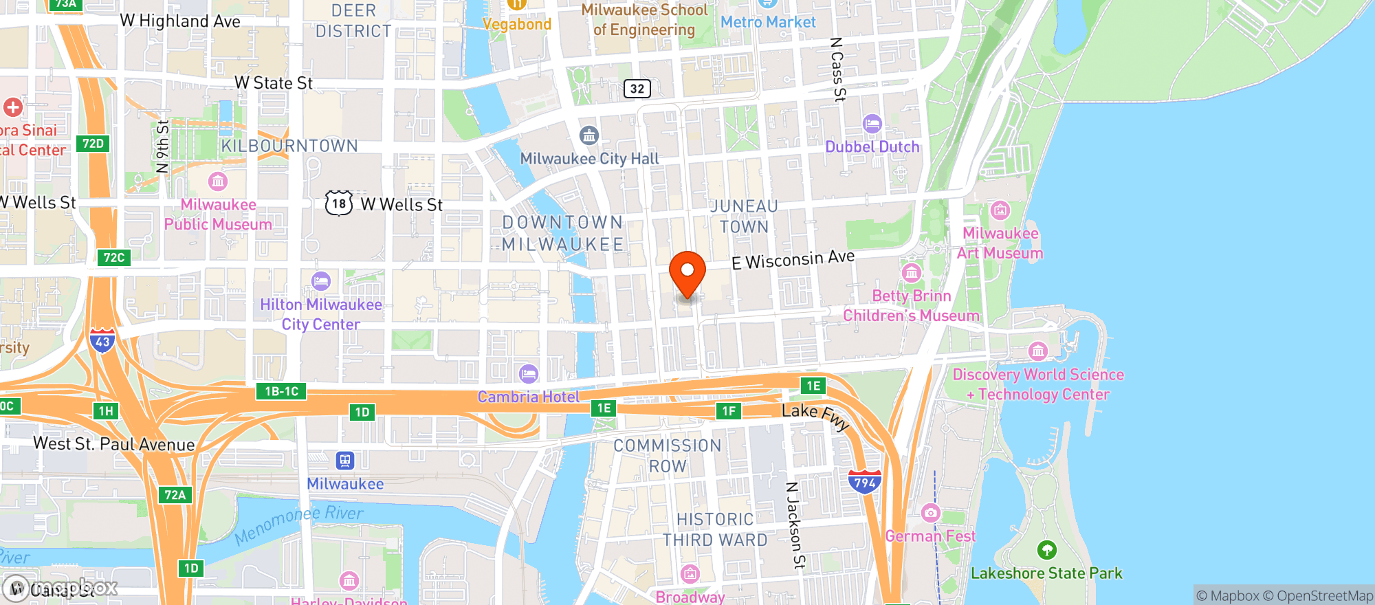 Map showing Marriott #mkedn