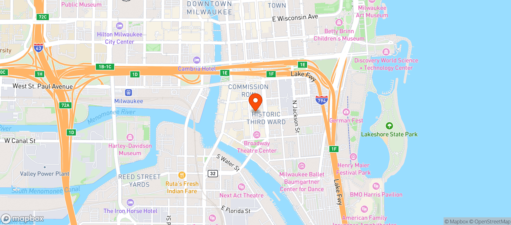 Map showing Kimpton Journeyman Hotel