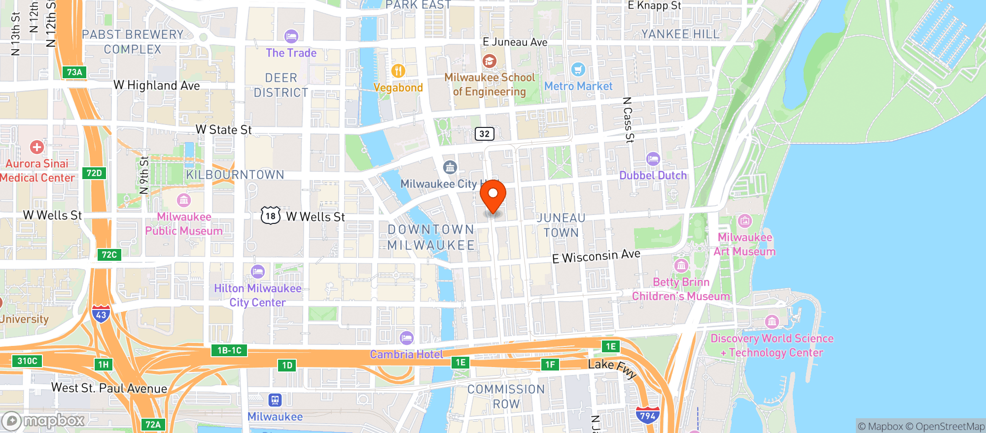 Map showing Milwaukee Athletic Club