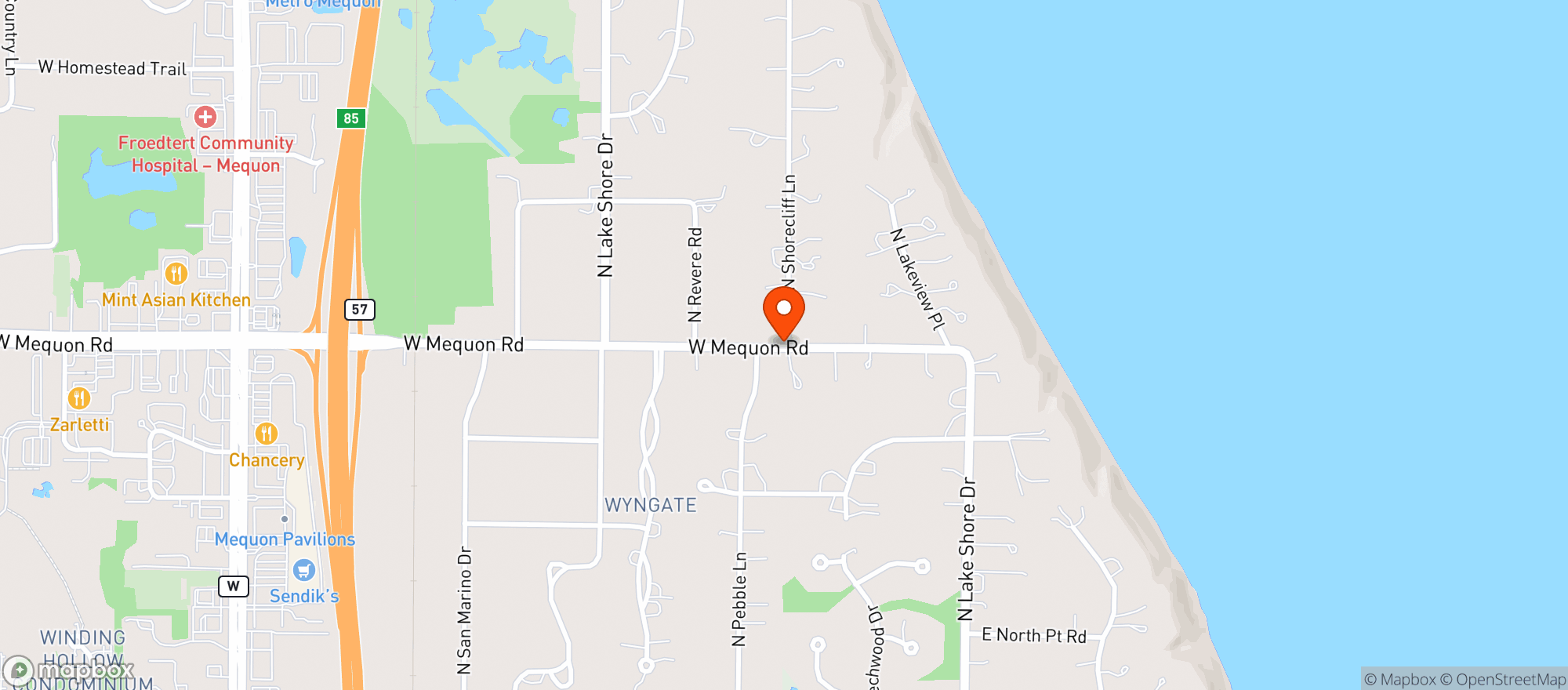 Map showing Pig Wig #200 - Mequon