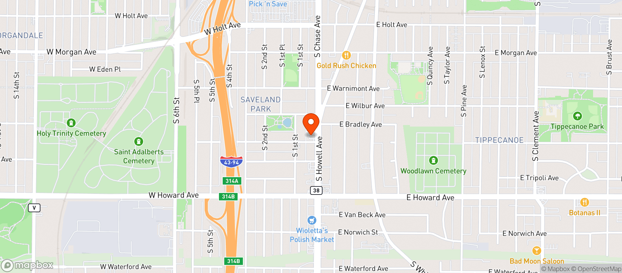 Map showing BP HOWELL AVE