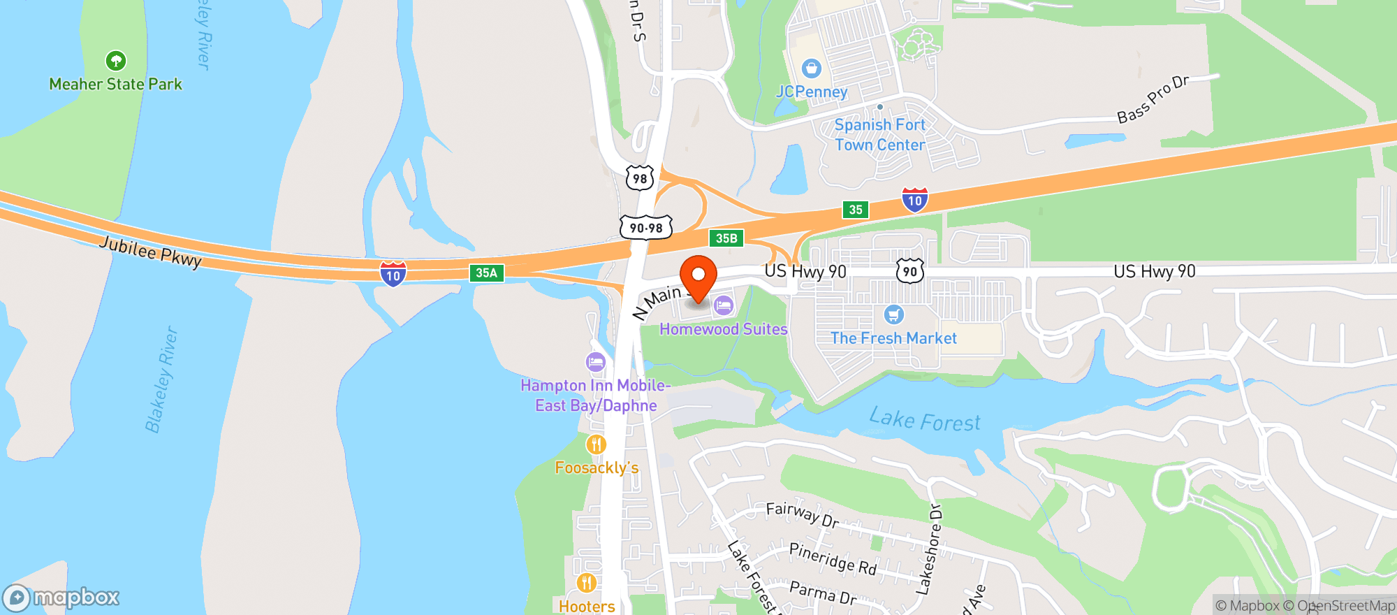 Map showing Hilton Garden Inn #mobeh