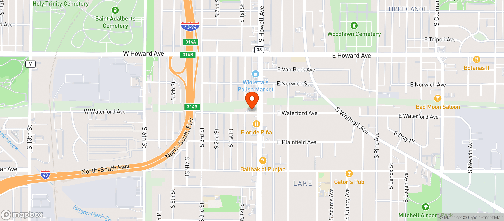 Map showing Avenue Wine + Liquor