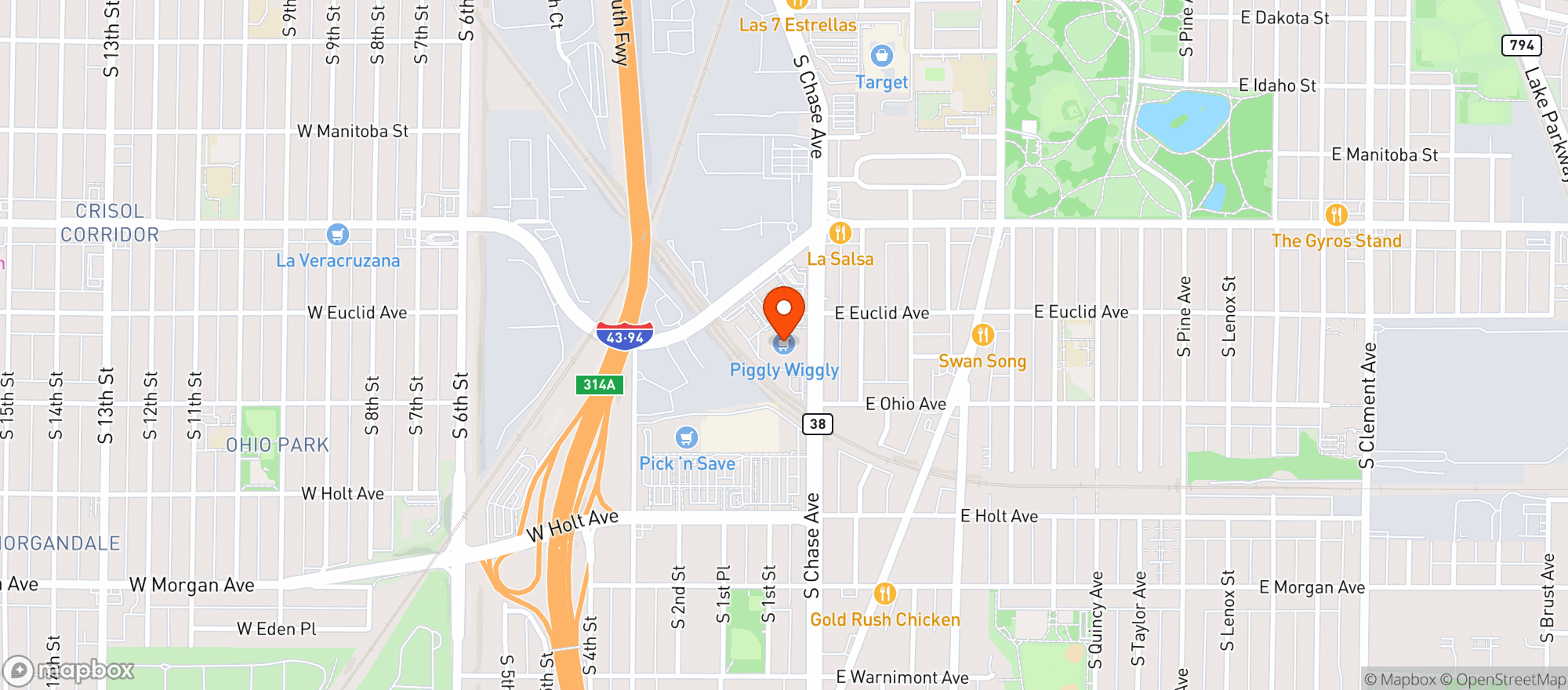 Map showing Piggly Wiggly-Oklahoma Av