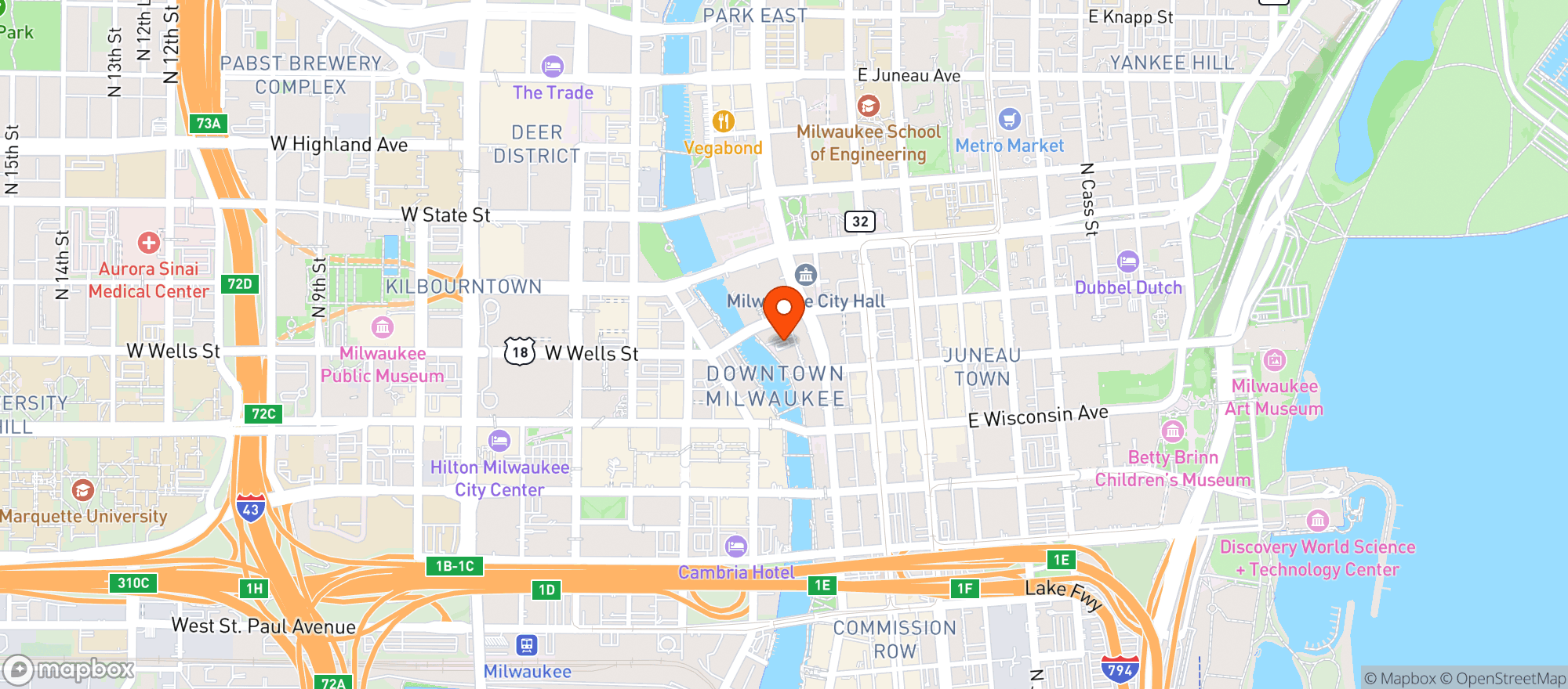 Map showing Milwaukee Press Club