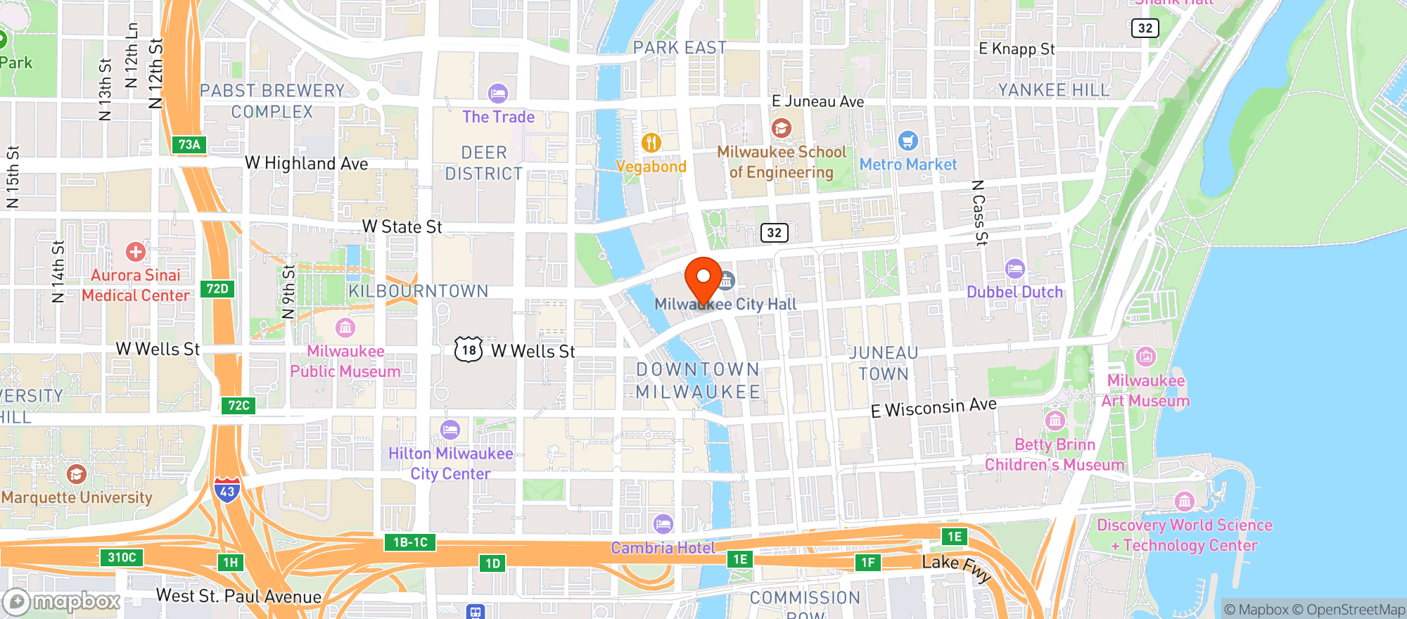 Map showing PABST THEATRE