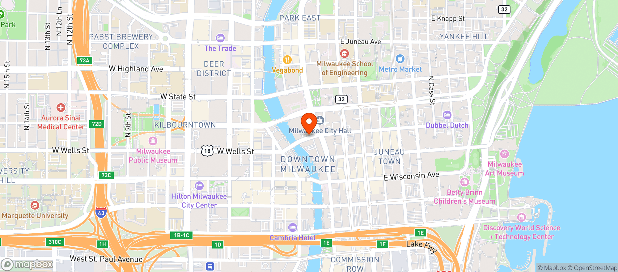 Map showing The Pabst Theater