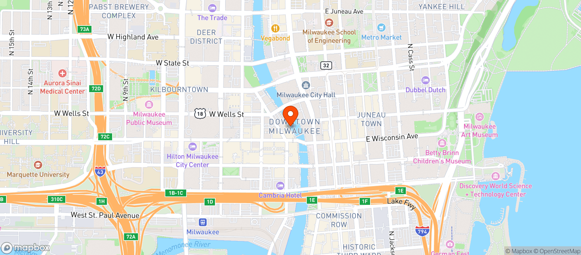 Map showing Riverside Theater