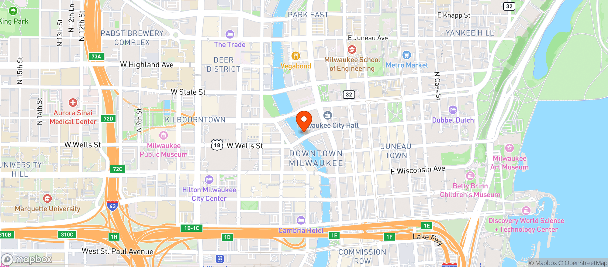 Map showing Wells Street Bridge