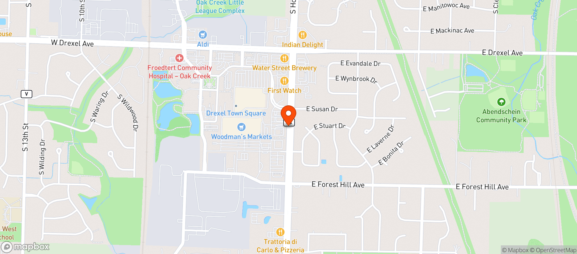 Map showing Woodmans Liquor Store