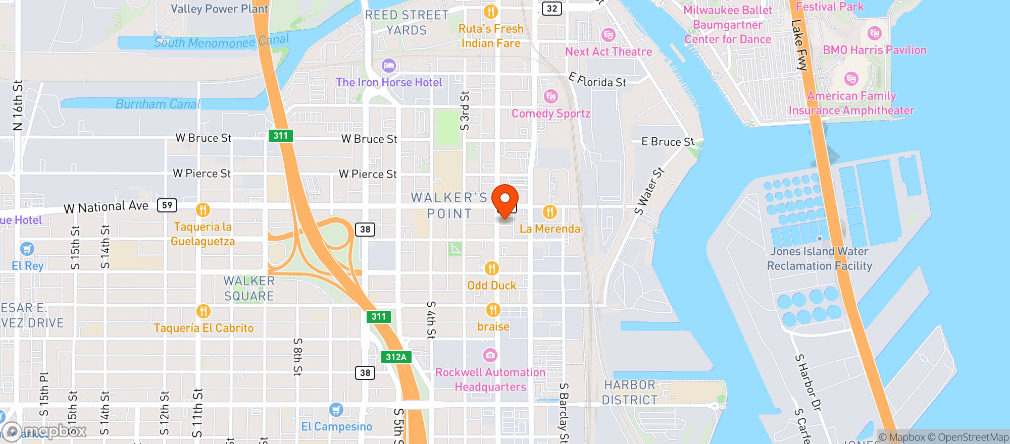Map showing Walker's Pint