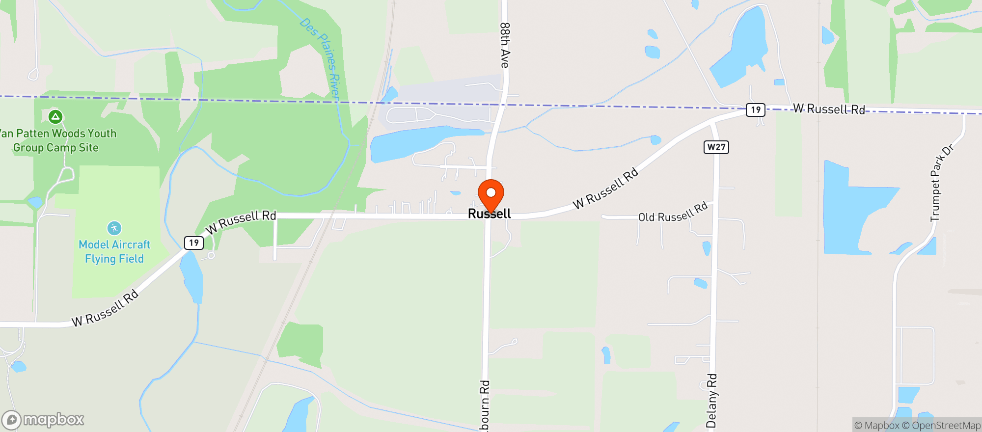 Map showing R And R Crossing Saloon