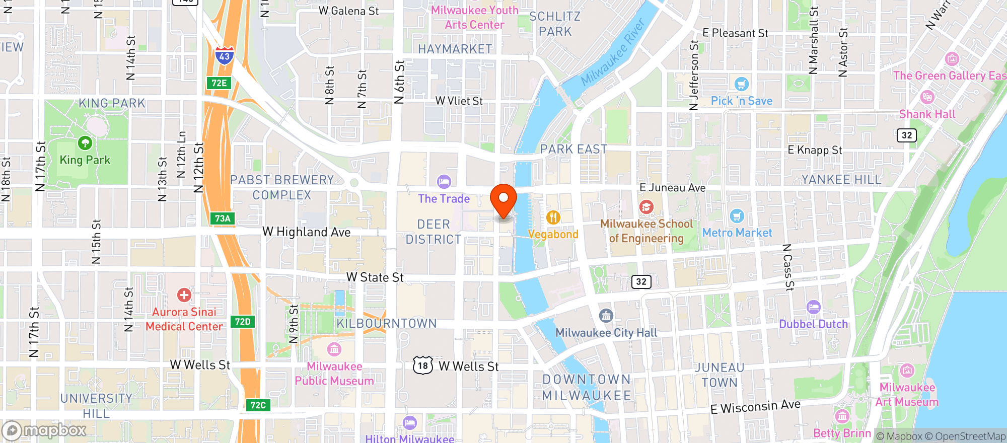Map showing Milwaukee River Cruise Line