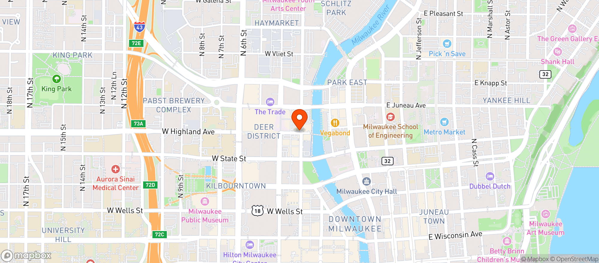 Map showing Brick 3 Pizza