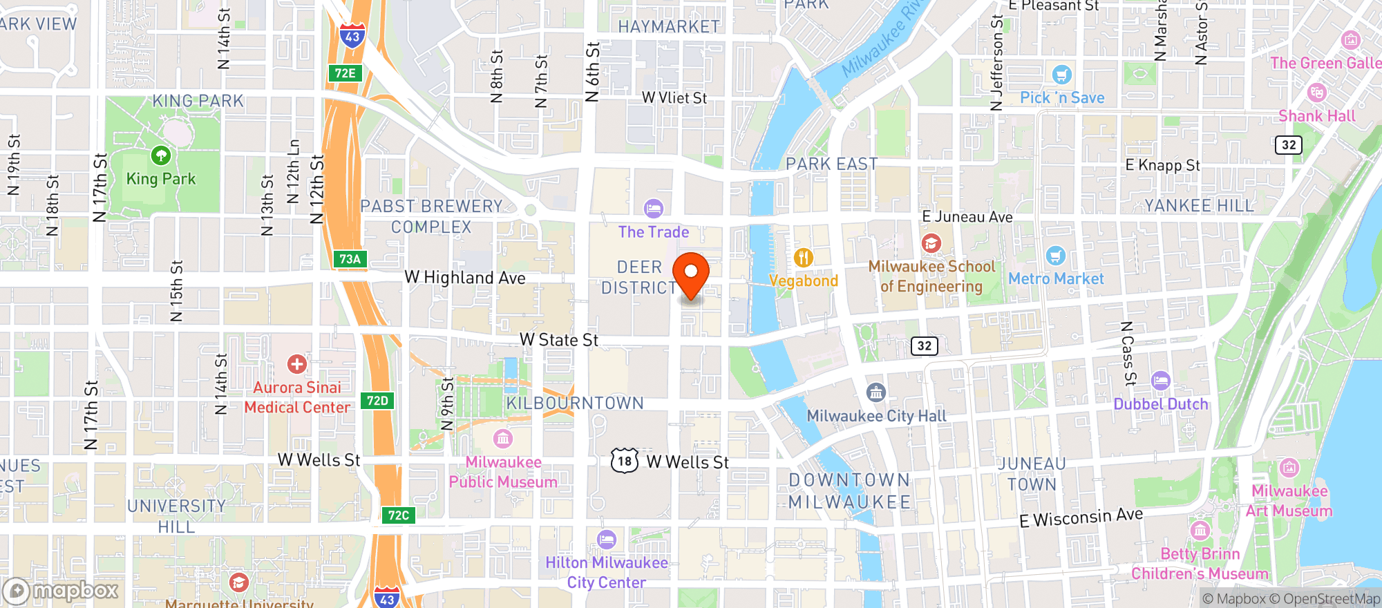 Map showing Turner Hall Ballroom