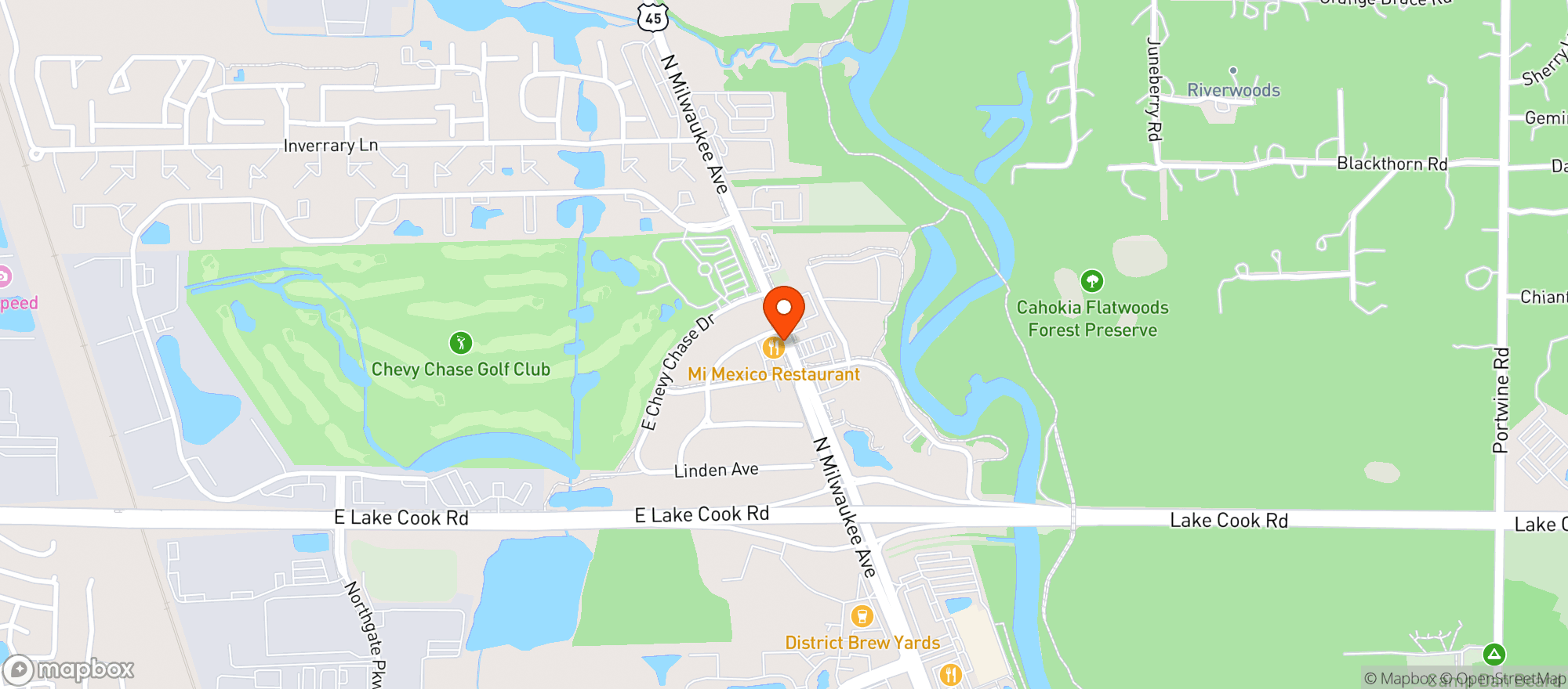 Map showing Mi Mexico Restaurant