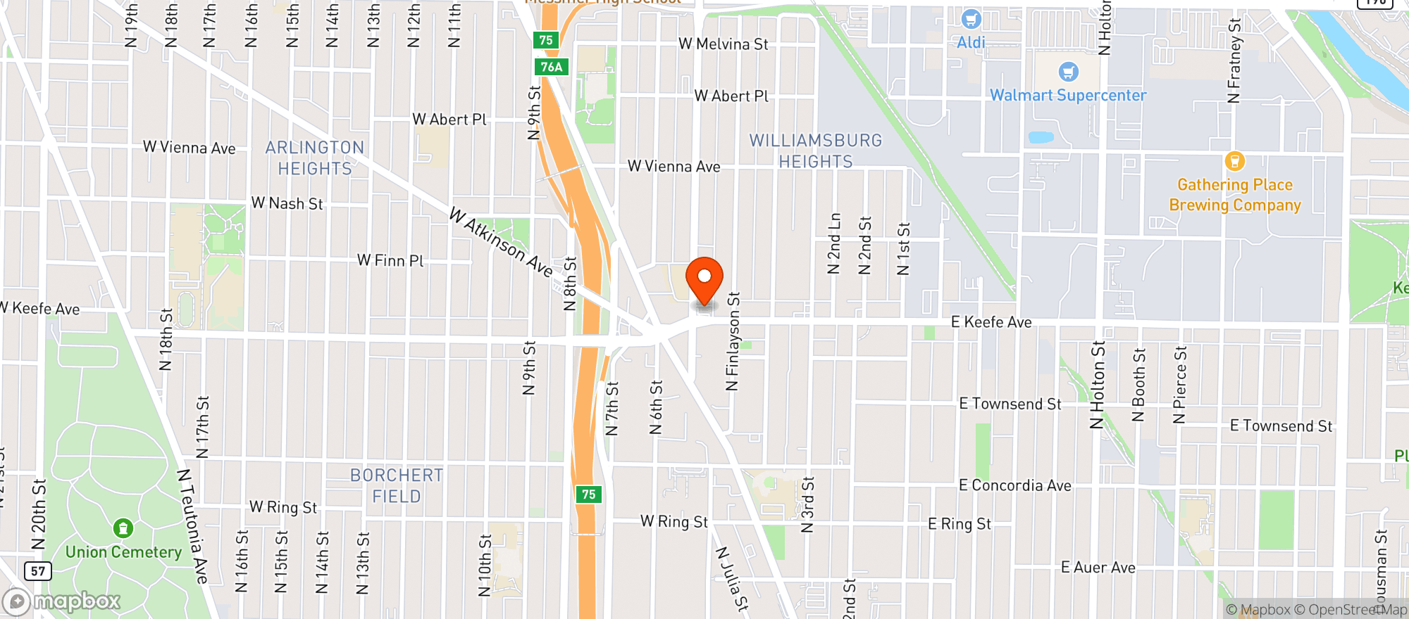 Map showing Corner Liquor