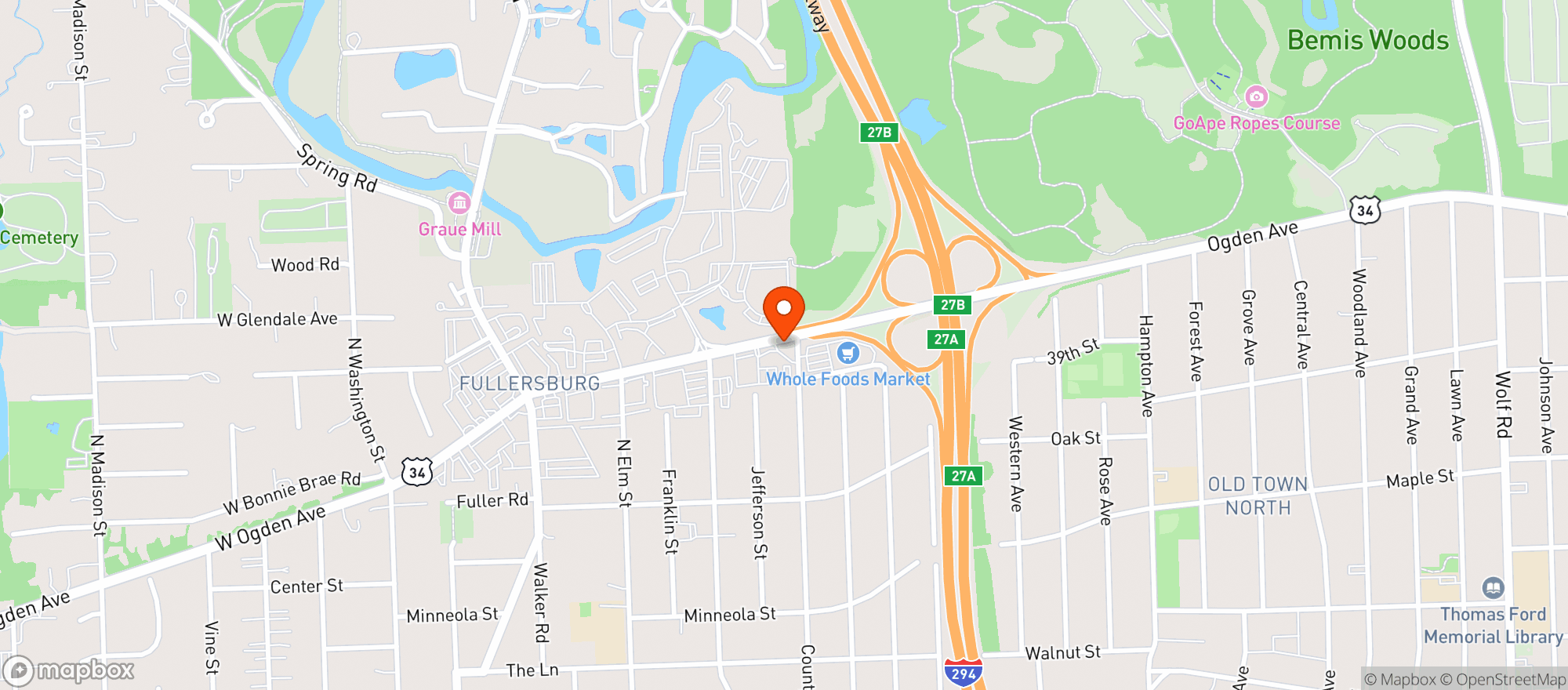 Map showing Whole Foods Market - Hinsdale