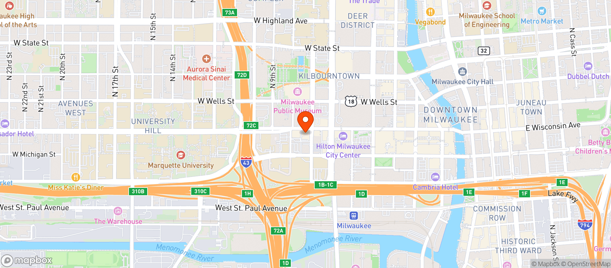 Map showing In & Out Pantry