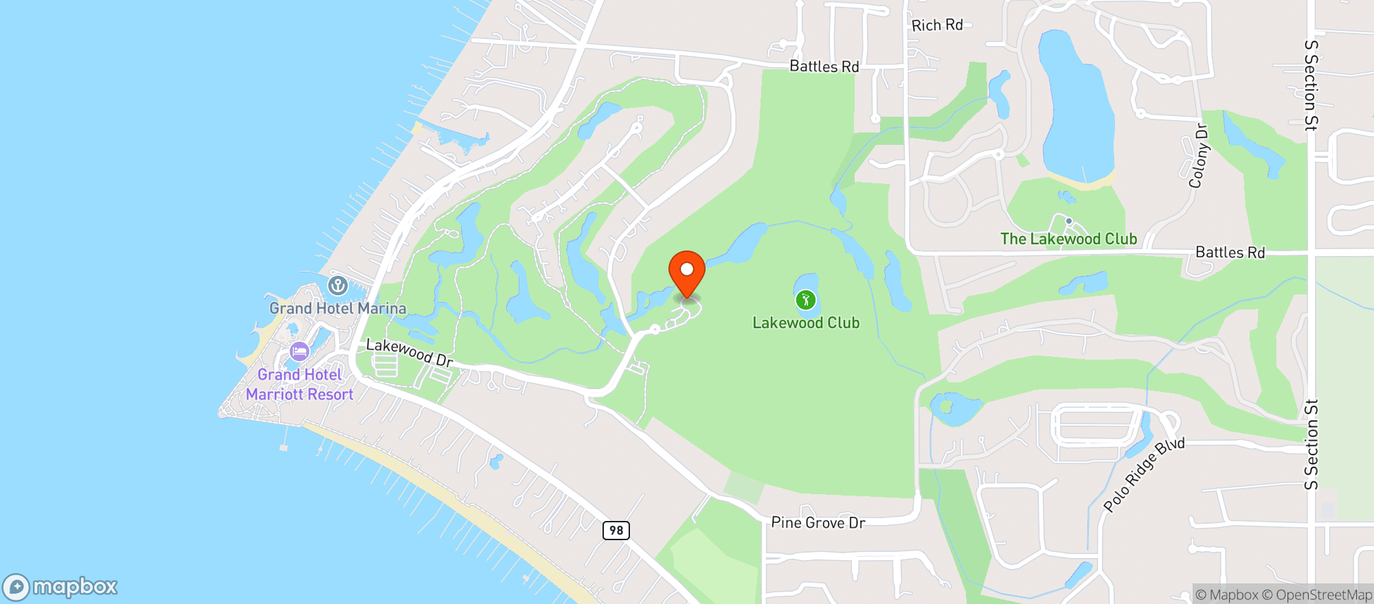 Map showing Lakewood Golf Club