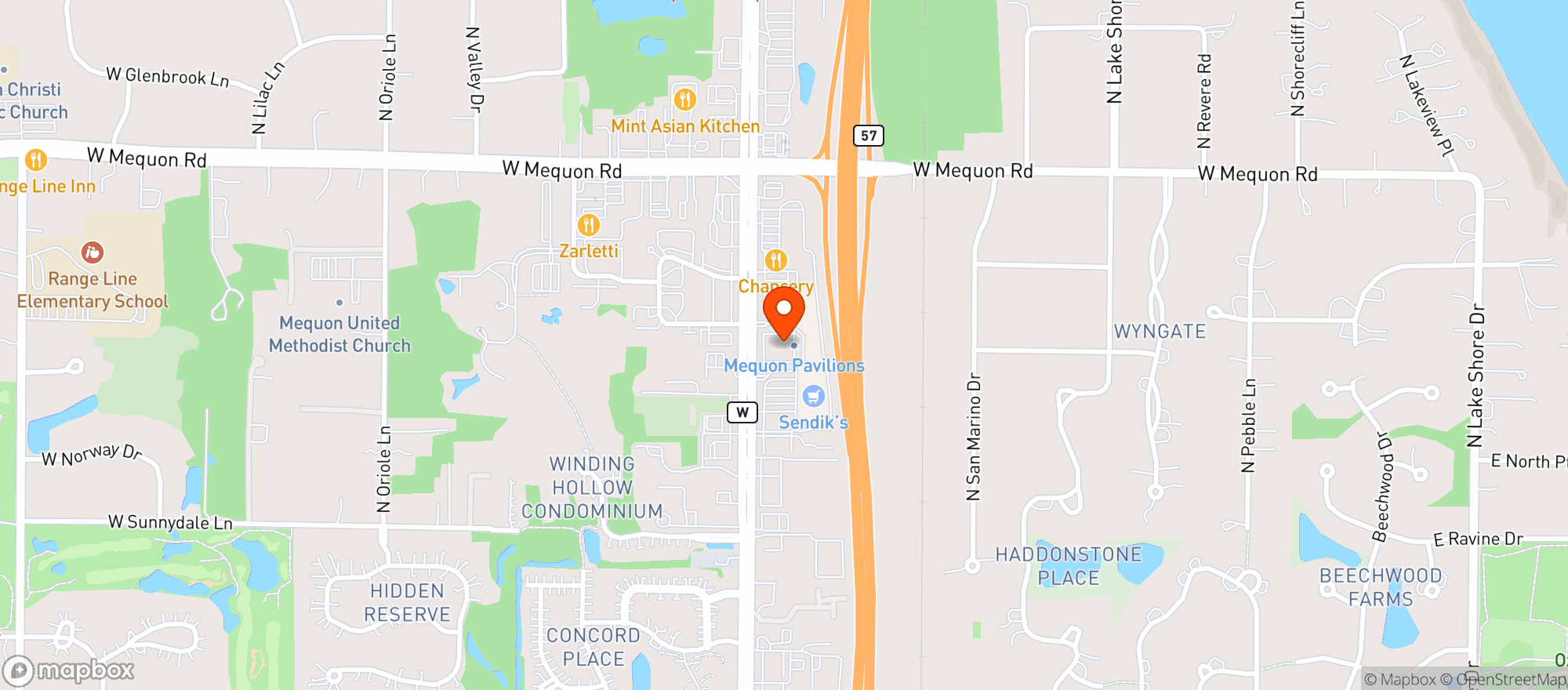 Map showing Sendik's Food Market #03 - Mequon