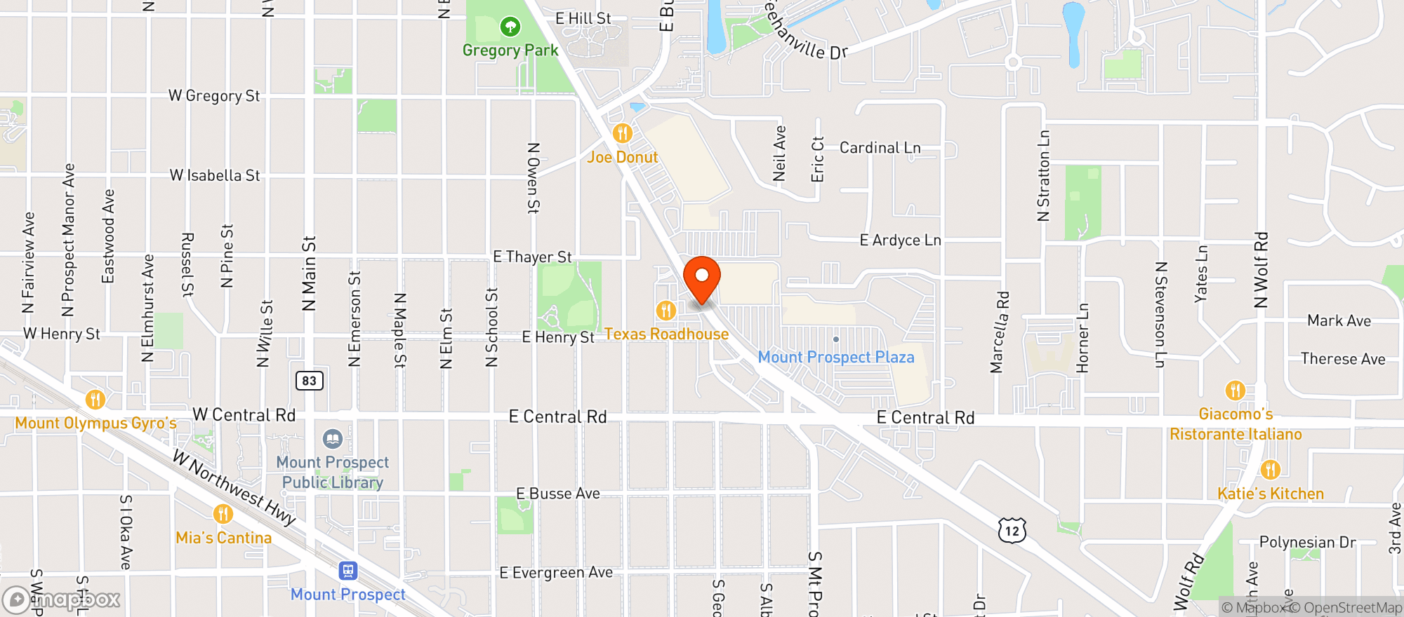 Map showing Texas Roadhouse