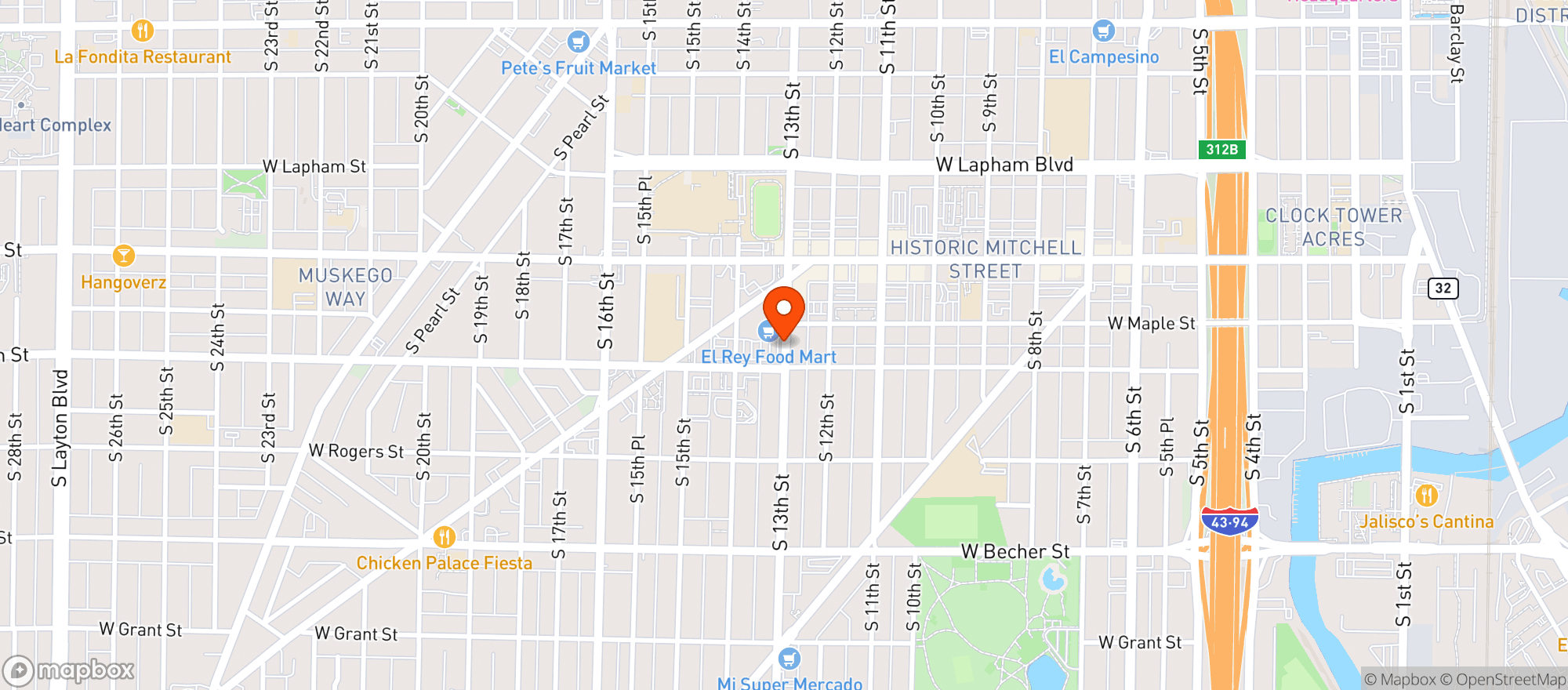 Map showing El Pelon Bar