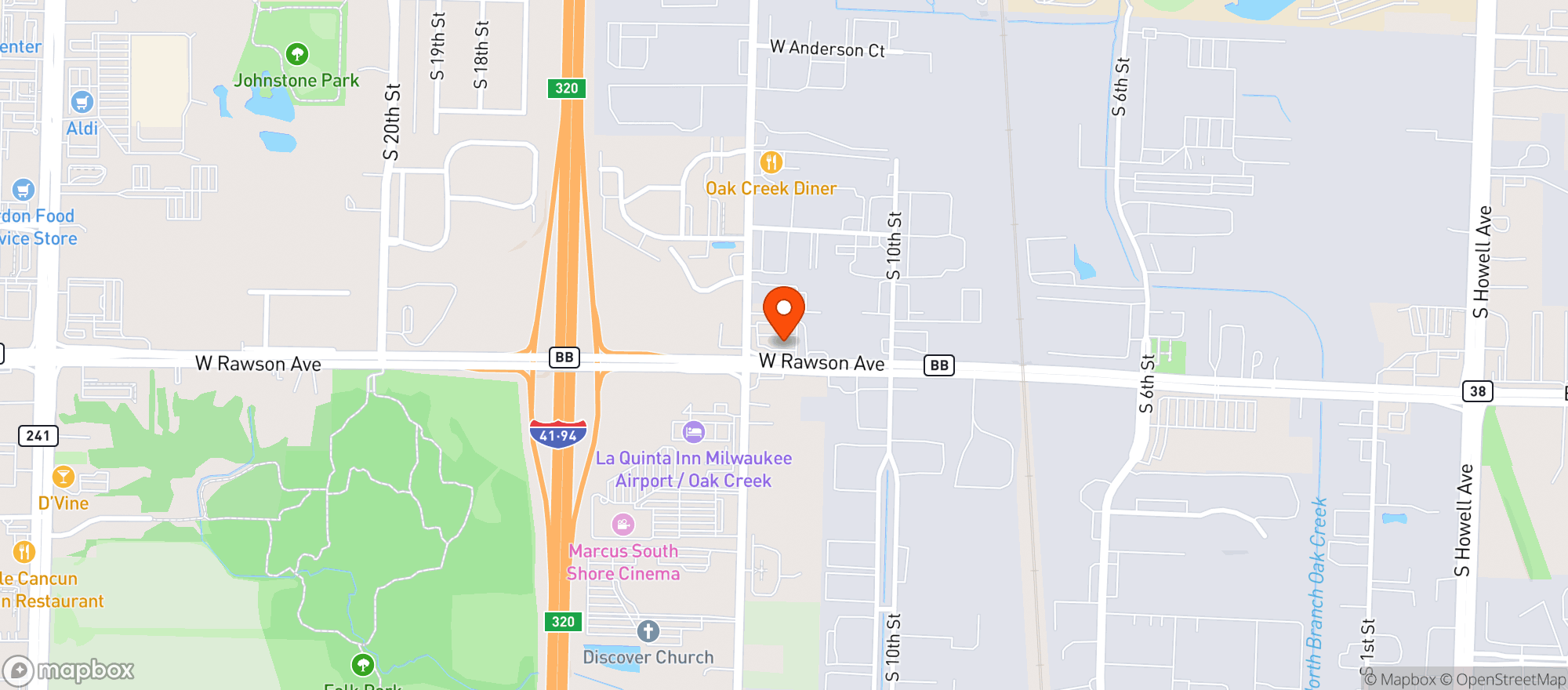 Map showing Oak Creek Mobil
