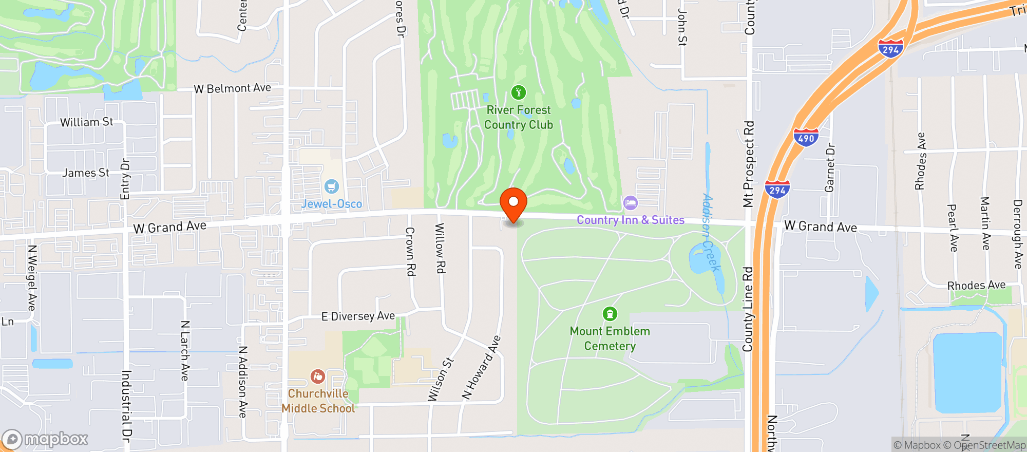 Map showing River Forest Country Club