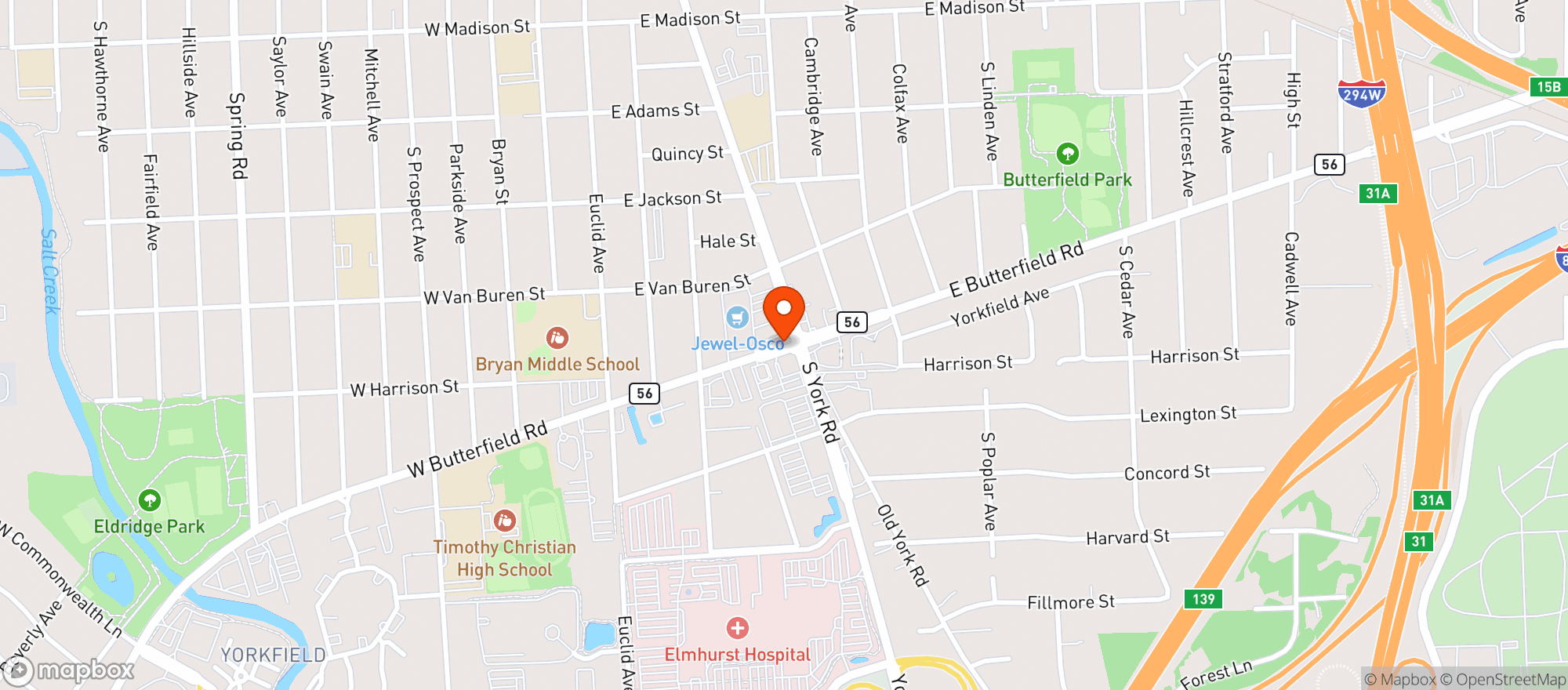 Map showing CBD Kratom Elmhurst