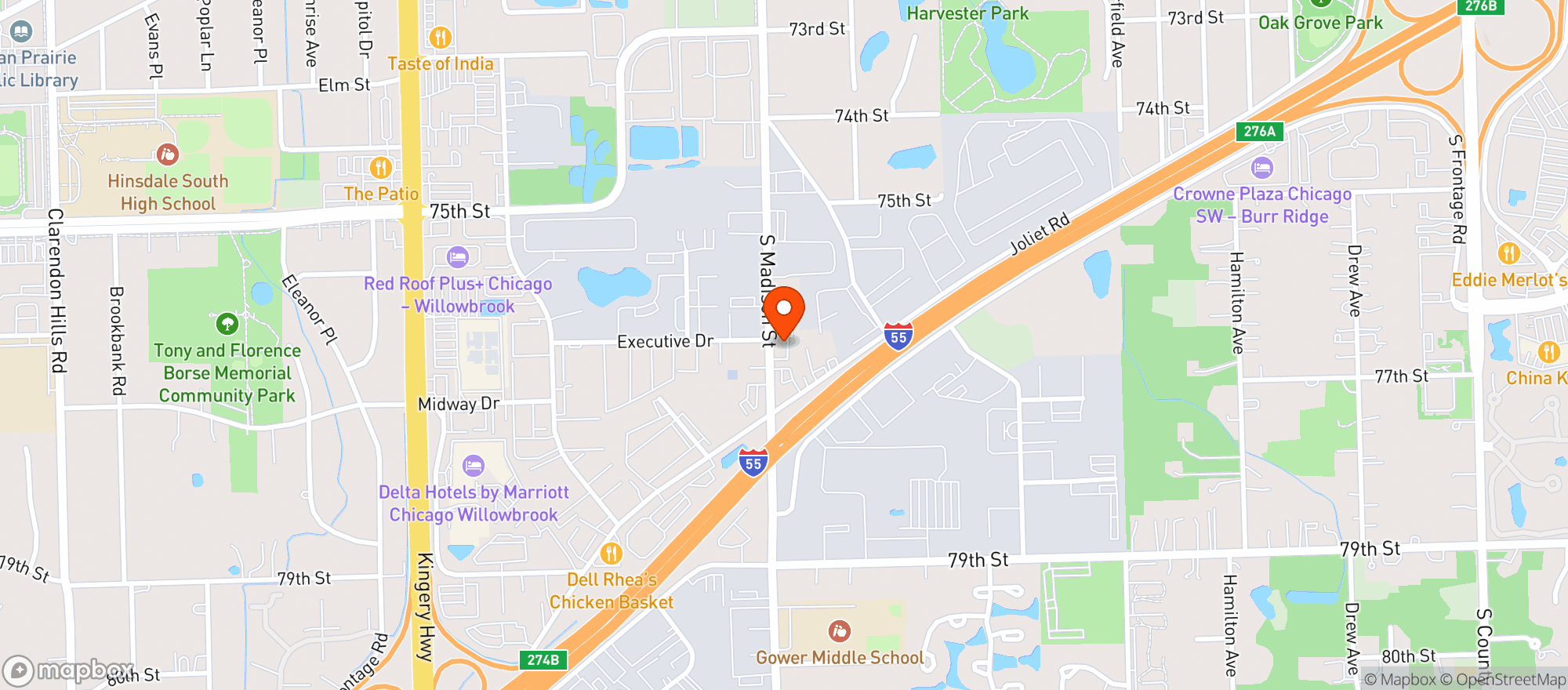 Map showing Madison's Pub and Grill