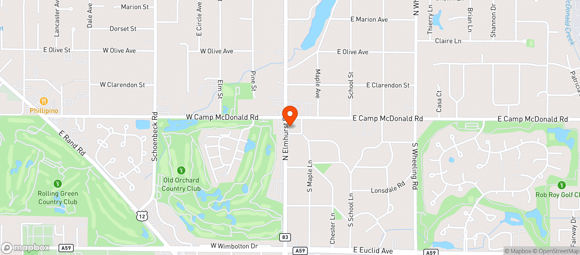 Map showing GARFIELDS BEVERAGE