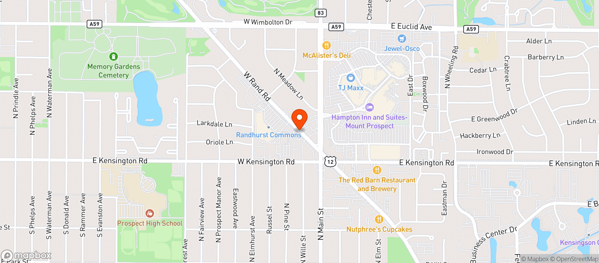 Map showing Fresh Thyme- Mt. Prospect