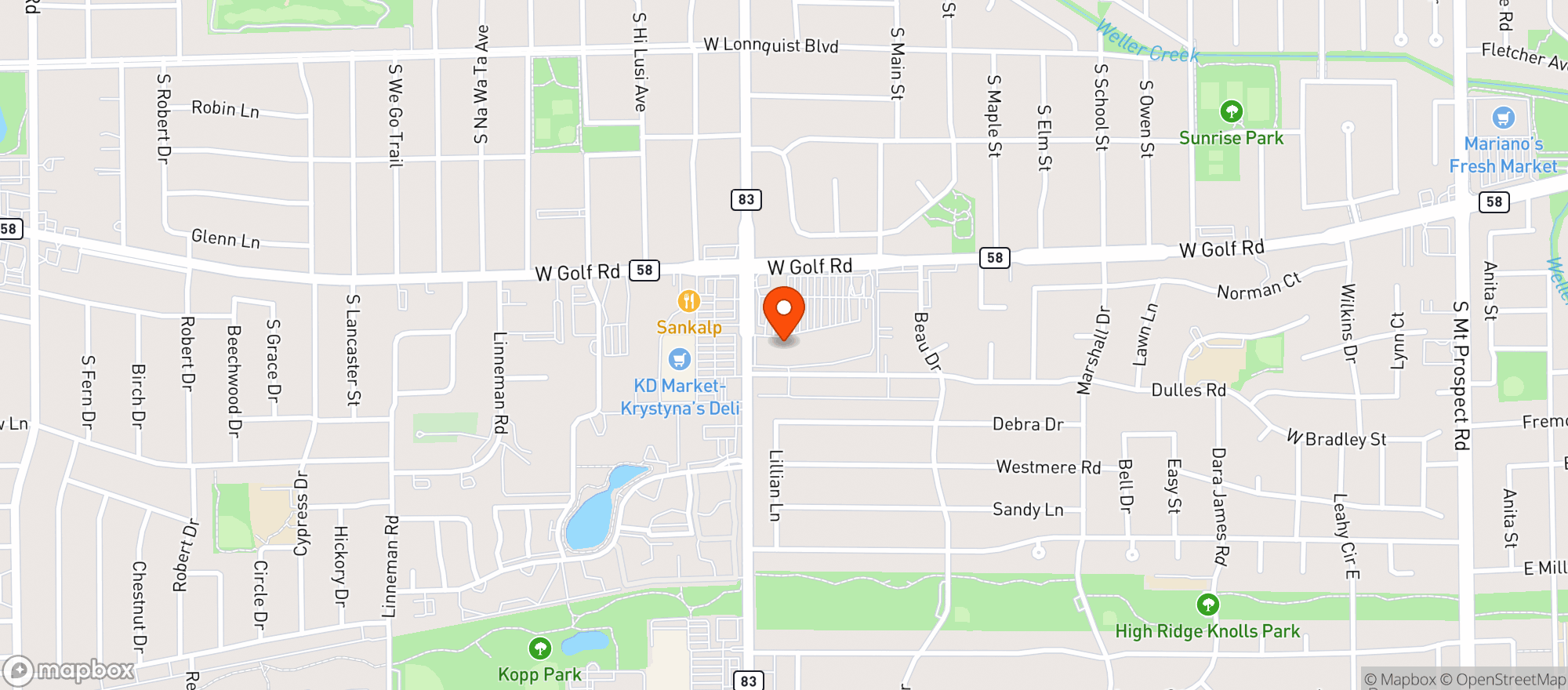 Map showing Binny's Beverage Depot