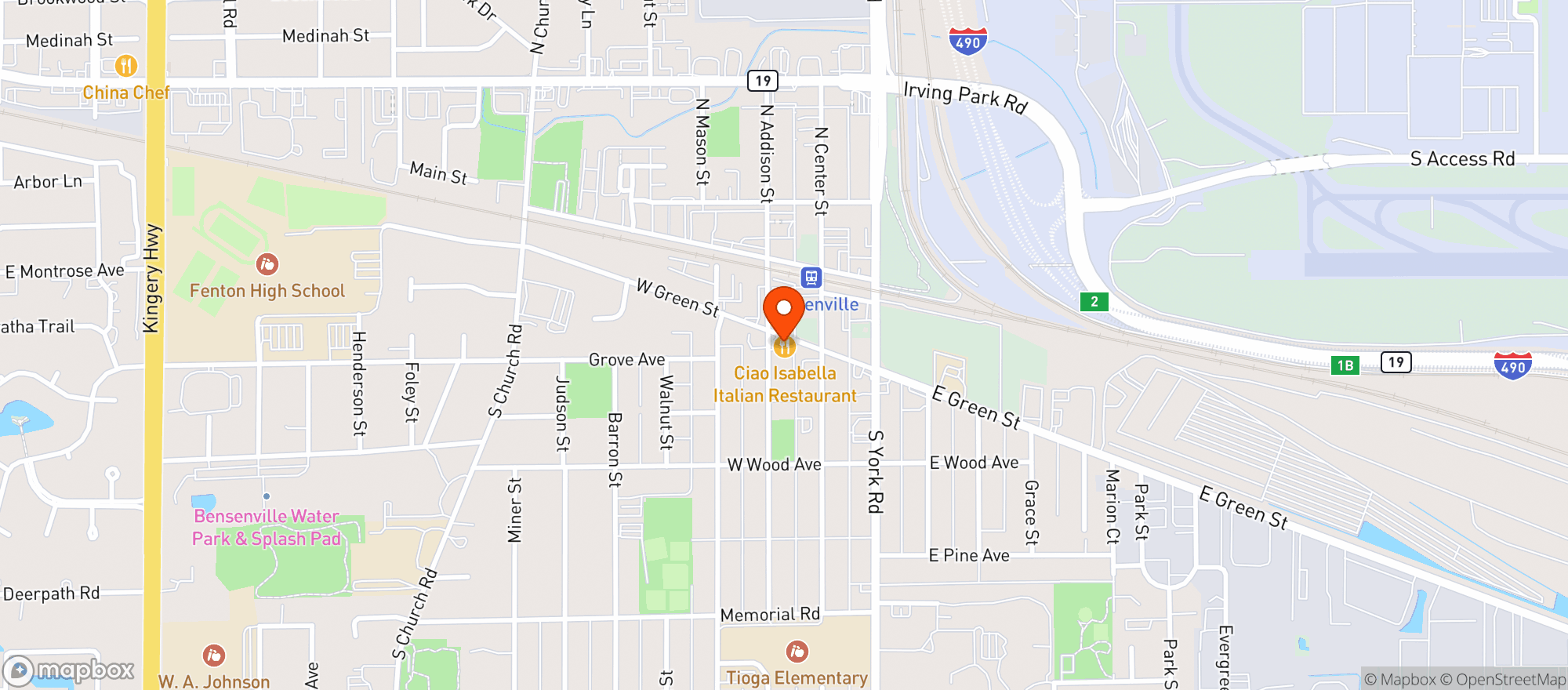 Map showing Bensens Sports Bar & Grill