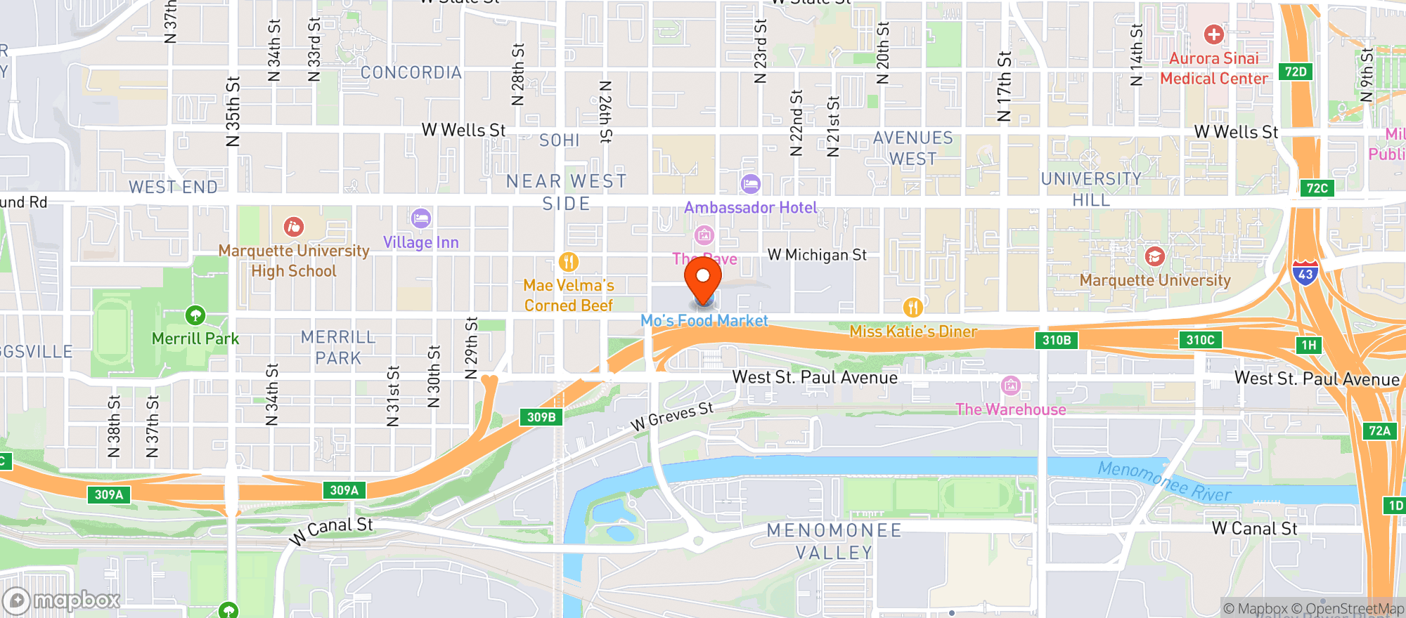 Map showing MOS FOOD MARKET