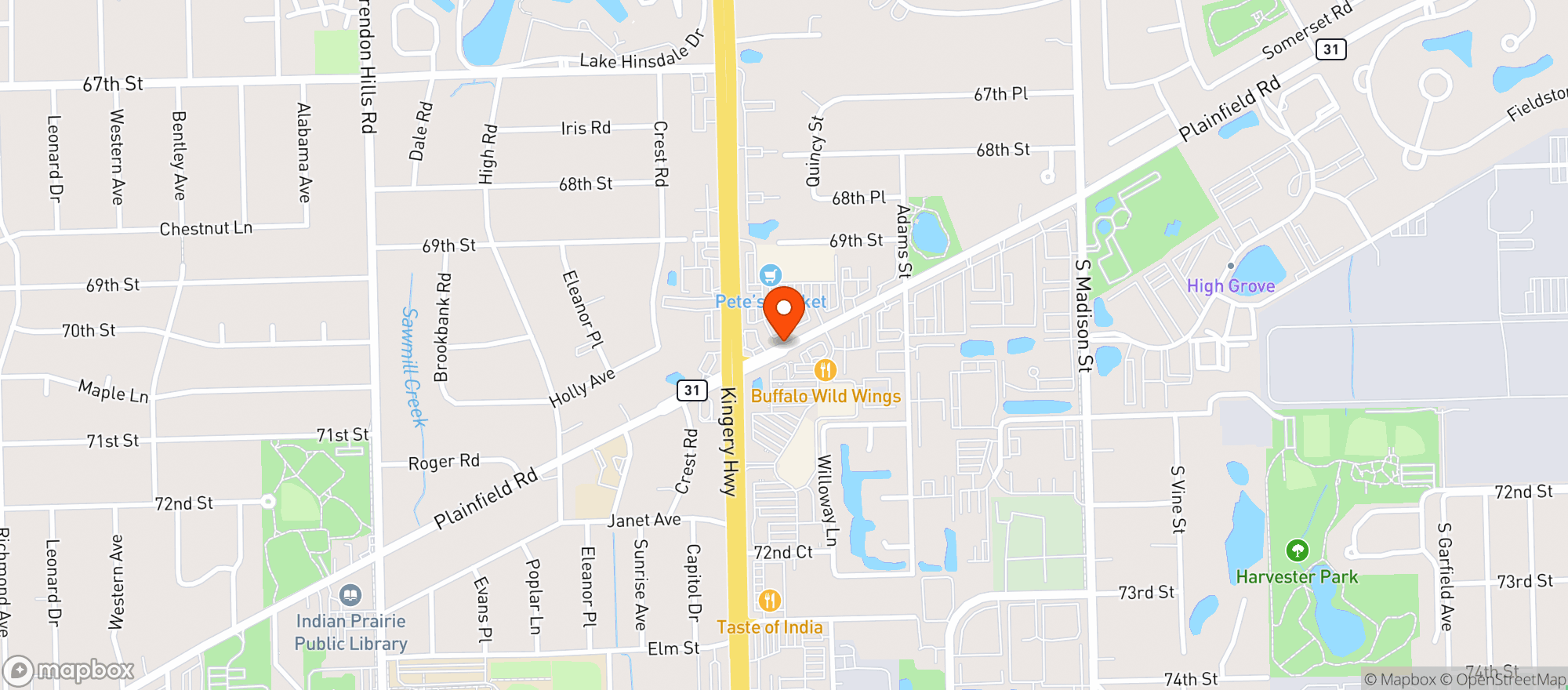 Map showing Pete's Fresh Market - WB