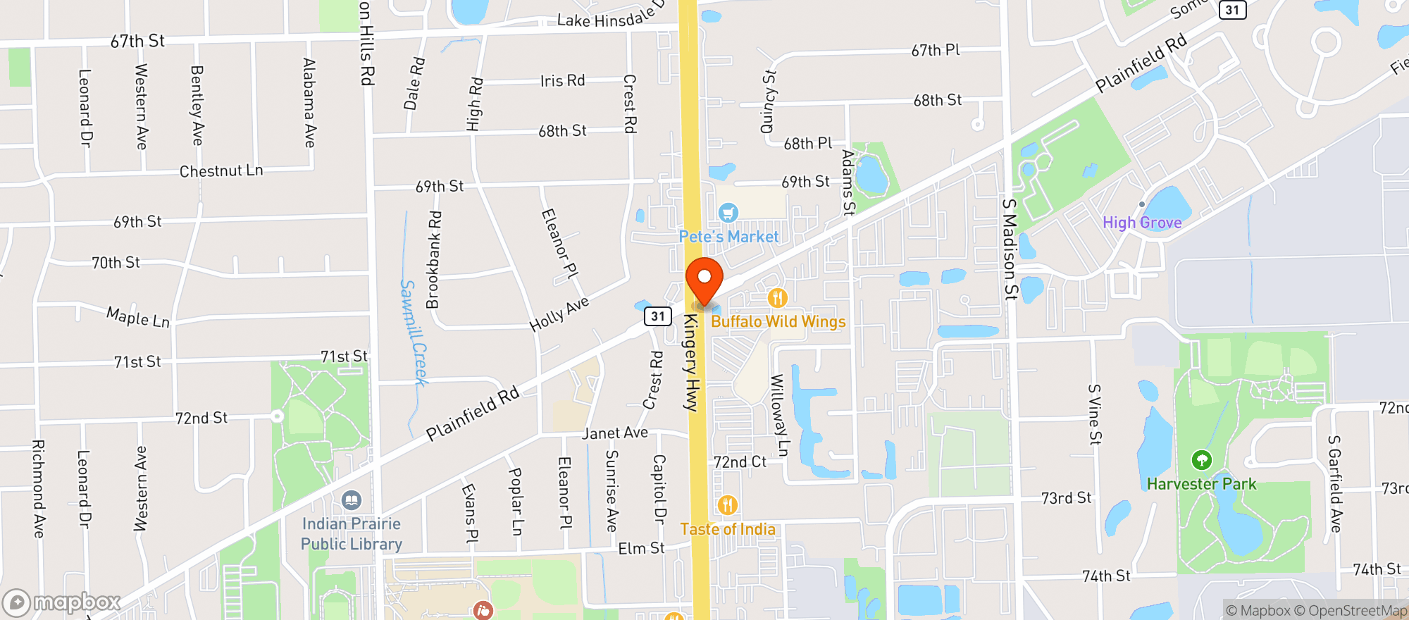 Map showing Buffalo Wild Wings Grill & Bar