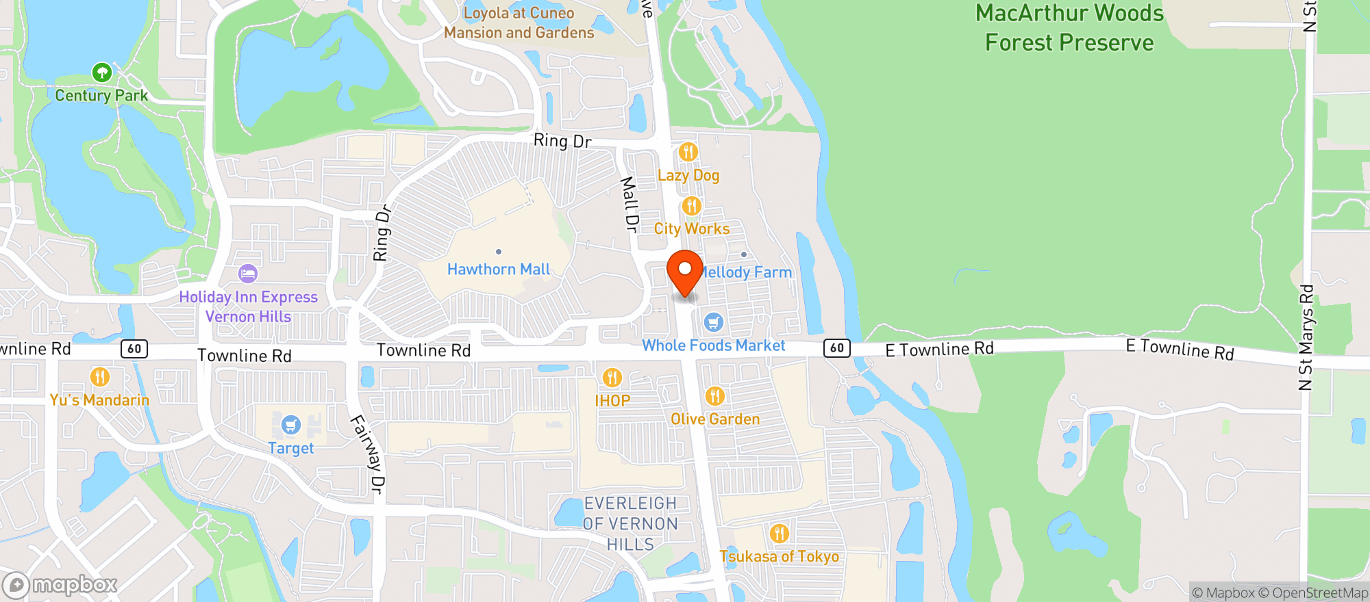 Map showing Whole Foods Market - Vernon Hills