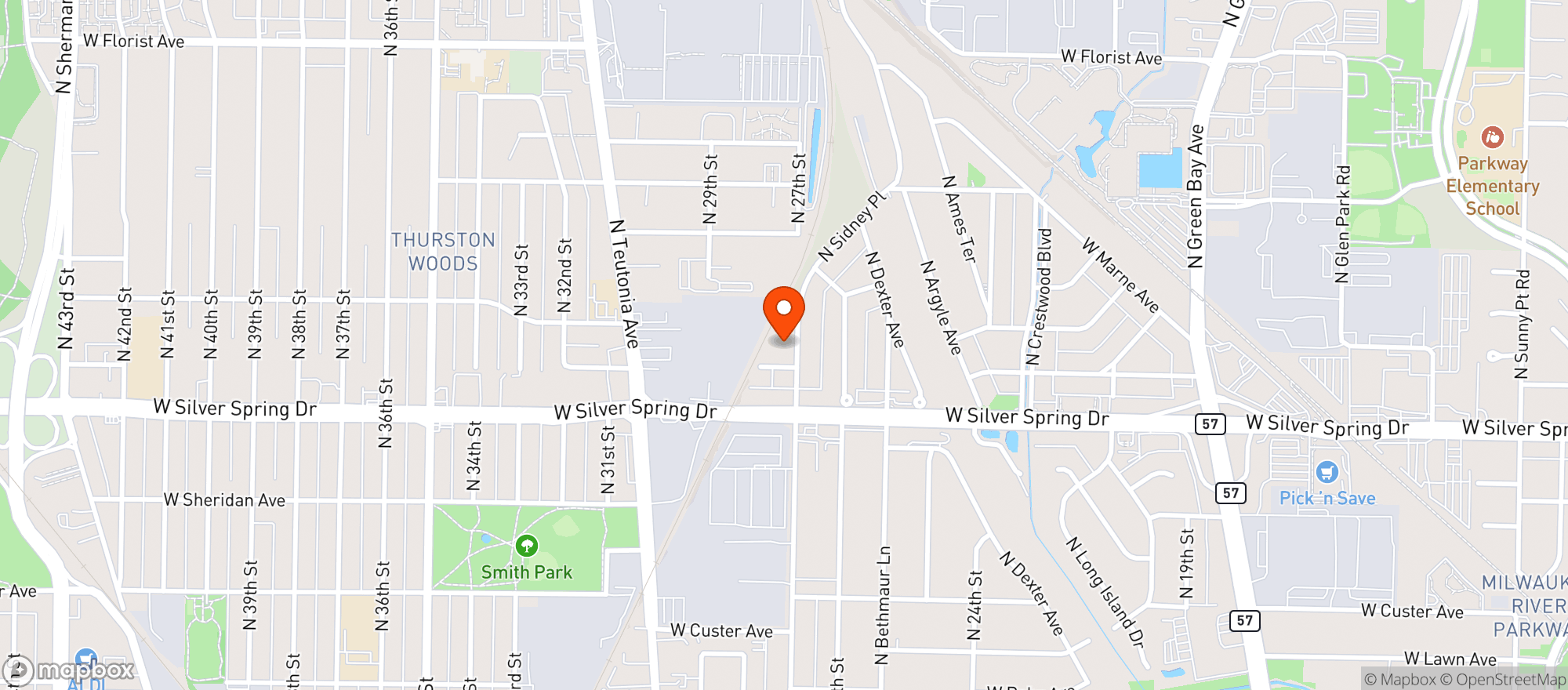 Map showing Love Cafe Mke