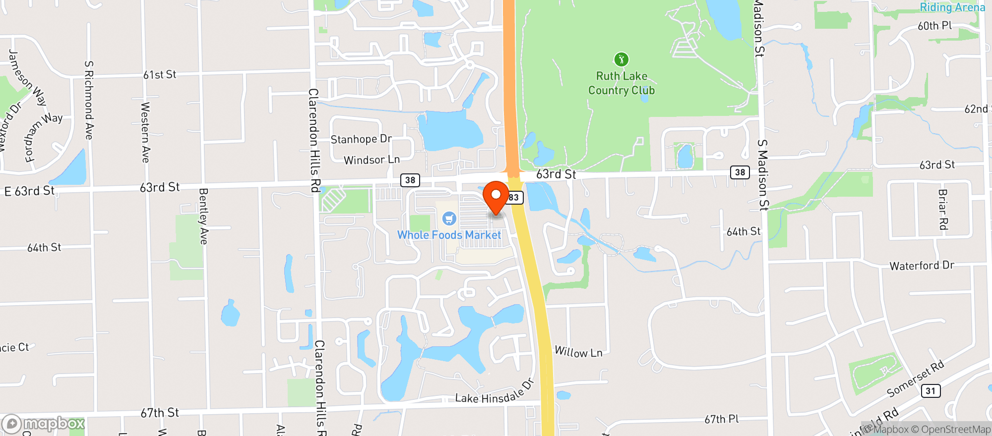 Map showing Whole Foods Market - Willowbrook