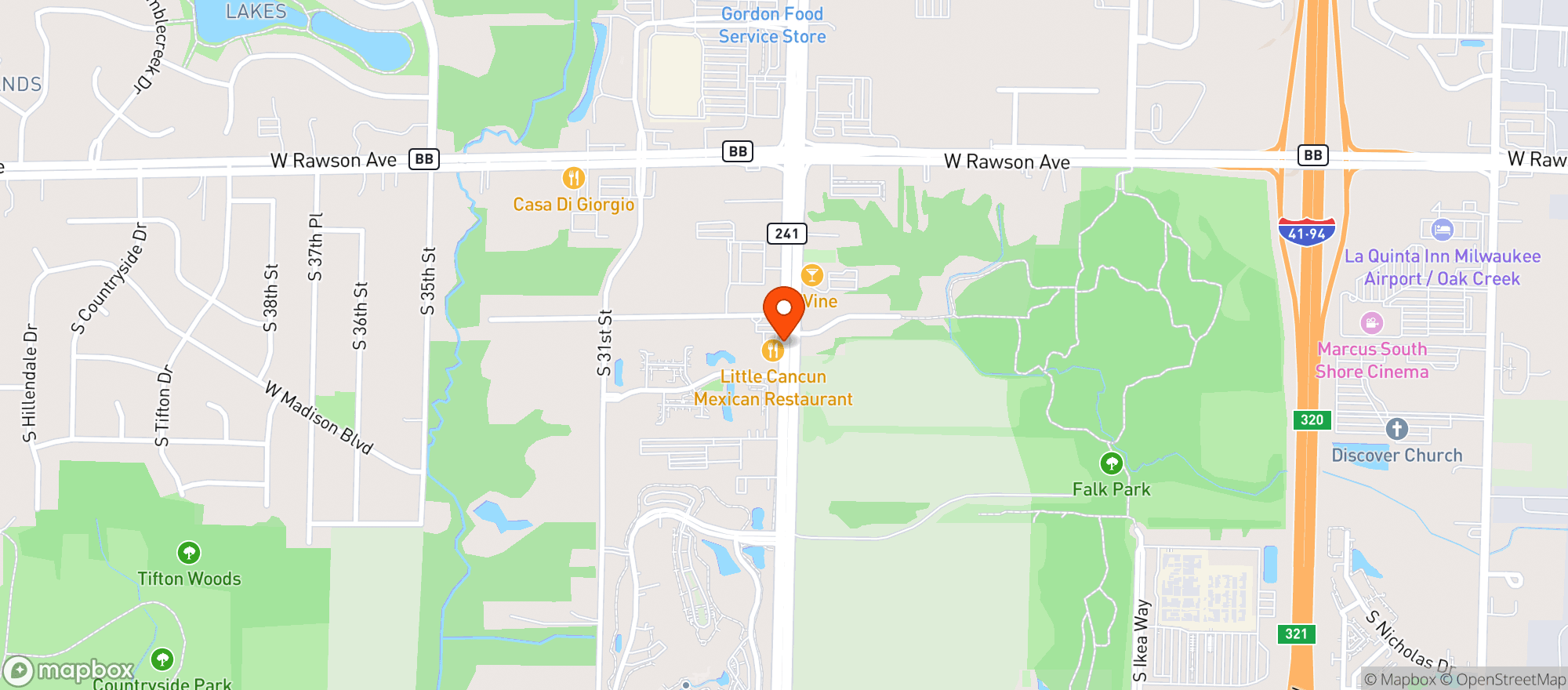 Map showing Little Cancun Restaurant